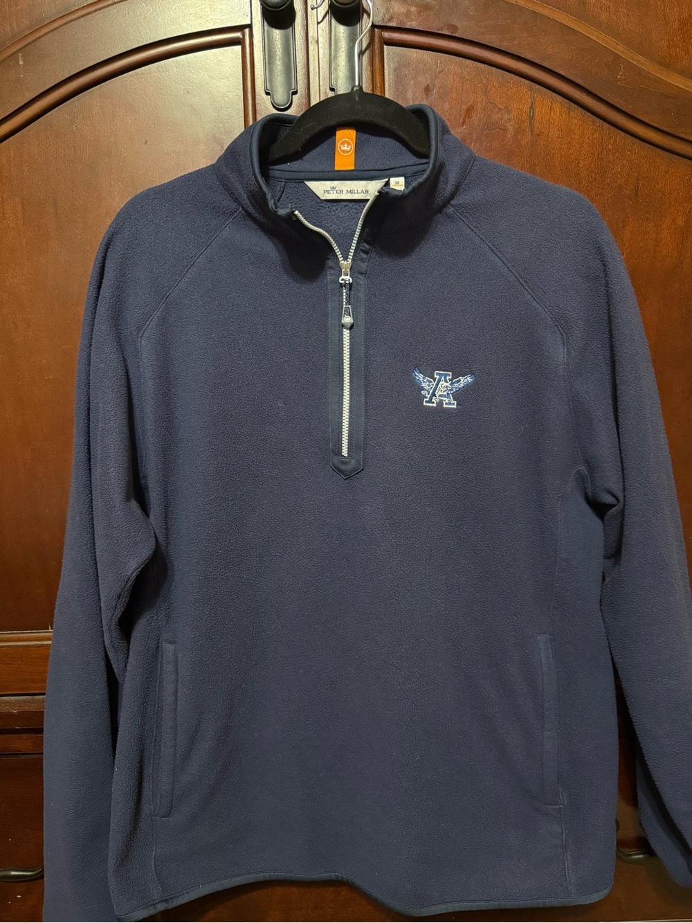 Peter Millar Navy Half-Zip Fleece Pullover with Monogram